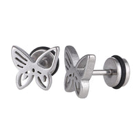 Load image into Gallery viewer, Fake Piercing Expander silberfarben Schmetterling Schaubverschluss Edelstahl
