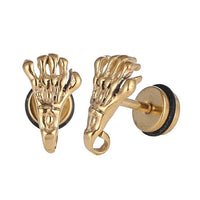 Load image into Gallery viewer, Fake Piercing Schraubverschluss Expander goldfarben Skelett Hand Edelstahl
