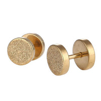 Load image into Gallery viewer, Fake Piercing Expander Glitzer Oberfläche goldfarben 9mm Schraubverschluss Edelstahl
