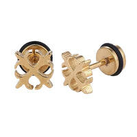 Load image into Gallery viewer, Fake Piercing Expander goldfarben Kreis Schwertlilie Schraubverschluss Edelstahl
