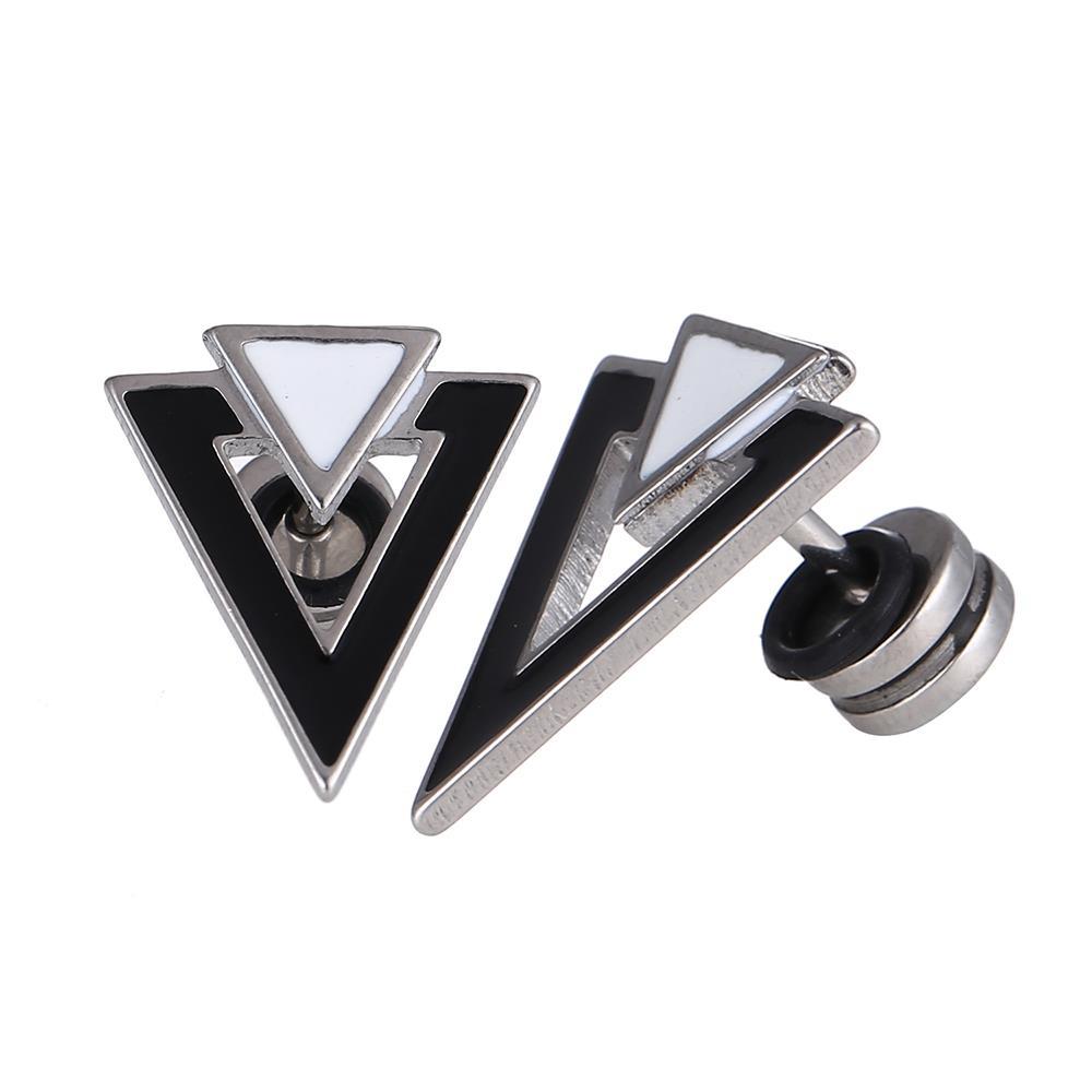 Fake Piercing Expander silberfarben Dreieck schwarz kleines weiß Schaubverschluss Edelstahl