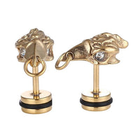 Load image into Gallery viewer, Fake Piercing Expander goldfarben Adler Kopf Schnabel mit Ring Schaubverschluss Edelstahl
