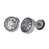 Load image into Gallery viewer, Fake Piercing Expander silberfarben Pfeile im Kreis Schaubverschluss Edelstahl
