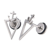 Load image into Gallery viewer, Fake Piercing Expander silberfarben spitzes Dreieck Anker Schaubverschluss Edelstahl
