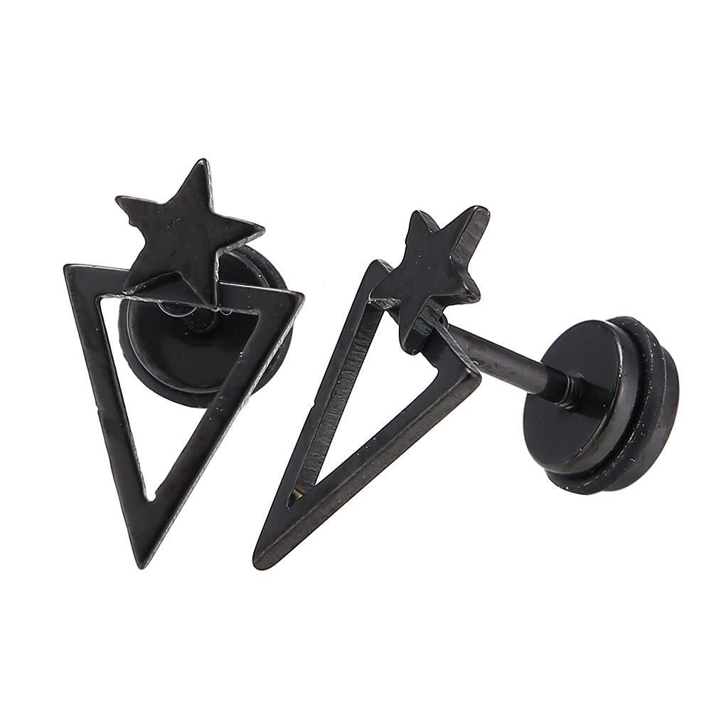 Fake Piercing Expander schwarz spitzes Dreieck Stern Schaubverschluss Edelstahl
