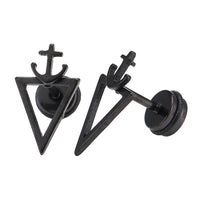 Load image into Gallery viewer, Fake Piercing Expander schwarz spitzes Dreieck Anker Schaubverschluss Edelstahl
