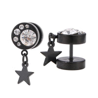 Load image into Gallery viewer, Fake Piercing Expander schwarz 6 Zirkonia Stein weiß Stern Anhänger

