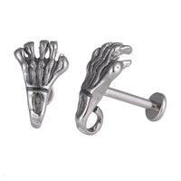 Load image into Gallery viewer, Labret modisches Piercing aus Edelstahl in silber mit Skelett Hand
