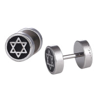 Load image into Gallery viewer, Fake Plug Edelstahl schwarz silbern Stern doppelt
