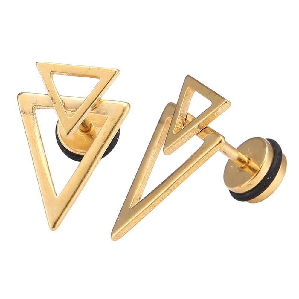 Fake Piercing Expander goldfarben spitzes Dreieck groß und klein Schaubverschluss Edelstahl