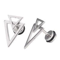 Load image into Gallery viewer, Fake Piercing Expander silberfarben spitzes Dreieck groß und klein Schaubverschluss
