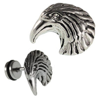 Load image into Gallery viewer, Fake Piercing Expander silberfarben Adler Kopf Auge Zirkonia Stein weiß Schaubverschluss Edelstahl
