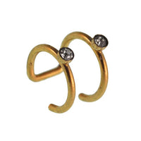 Load image into Gallery viewer, Ear cuffs, Fake Helix Ohrklemme, Edelstahl golden, zweilagig mit Glitzersteinen
