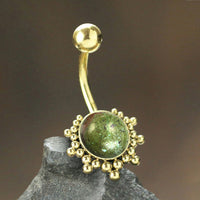 Load image into Gallery viewer, Bauchnabel Piercing Edelstah mit Steinen in Gold- oder Silber
