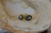 Load image into Gallery viewer, Messing Kristall Glitzer Ohrstecker gold Auge 12mm
