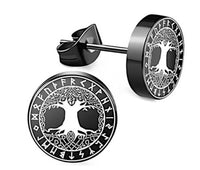 Load image into Gallery viewer, Edelstahl Ohrstecker schwarz 8-10mm Viking Celtic Nordic
