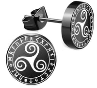 Load image into Gallery viewer, Edelstahl Ohrstecker schwarz 8-10mm Viking Celtic Nordic

