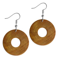 Load image into Gallery viewer, Ohrringe Holz Ringform Silber Edelstahl hell dunkel
