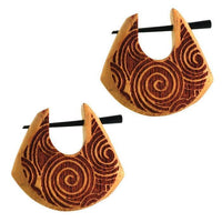 Cargar imagen en el visor de la galería, Pin Creolen Jackfrucht Holz hell Horn-Pin 23 mm Träne dunkle Gravur Motiv
