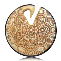 Load image into Gallery viewer, Mandala Ohr-Gewicht Narra- und Krokodilholz 8mm Piercing
