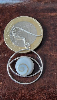 Load image into Gallery viewer, Shivaauge Silberohrringe Kreis Ohrringe Ohrhänger 925er Sterling Silber Shiva Auge Eye Damen Schmuck

