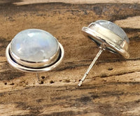 Load image into Gallery viewer, Ohrstecker Mondstein oval 925 Sterling Silber 15mm
