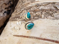 Cargar imagen en el visor de la galería, Ohrstecker Türkis Tropfen 8 mm 925er Sterling Silber Rand Stein Silberohrstecker
