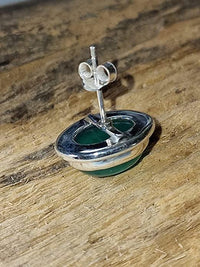 Load image into Gallery viewer, Grüne Onyx-Ohrstecker für Damen - Silber 925 Sterling Echtschmuck
