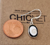 Load image into Gallery viewer, Shivaauge Silberohrringe schwarz oval Rand 10 mm Ohrringe Ohrhänger 925er Silber Shiva Auge Eye
