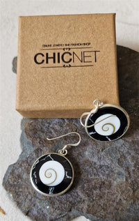 Cargar imagen en el visor de la galería, Shivaauge Raisin Harz schwarz Silberohrringe Ohrringe Ohrhänger 925er Sterling Silber Shiva Auge
