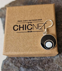 Cargar imagen en el visor de la galería, Shivaauge Kreise Resin schwarz Ohrringe 14 mm 925er Sterling Silber Shiva Auge Shivaeye
