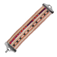 Load image into Gallery viewer, Armband handgefädelt Brass Steine Kristalle Damen Baumwolle breit 18 cm Ibiza Hippie Style
