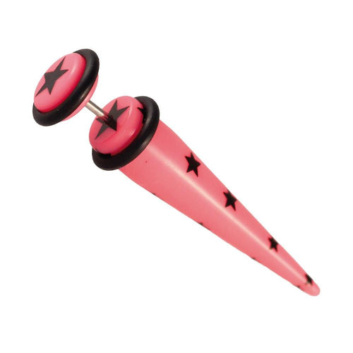 Acryl Fake Piercing Expander Pink schwarze Sterne Dehnungsstab Straight Dehnstab - chic - net.de