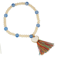 Load image into Gallery viewer, Armband Brass Emaille Herz weiß blau Rosenperlen Kristalle Quaste bunt verstellbar - chic - net.de
