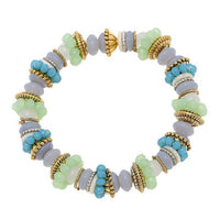 Load image into Gallery viewer, Armband Brass golden silbern Perlen Ringe Glas grau grün blau verstellbar weiß - chic - net.de
