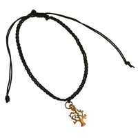 Cargar imagen en el visor de la galería, Armband geflochten verstellbar schwarz Messing Anhänger golden Baum des Lebens - chic - net.de
