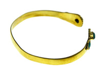 Load image into Gallery viewer, Messing Armreif golden Türkis Steine Tropfen Kreis offen
