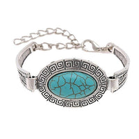 Cargar imagen en el visor de la galería, silbern Brass Armband Türkis Perle Spiralen eckig oval 14-21 cm verstellbar
