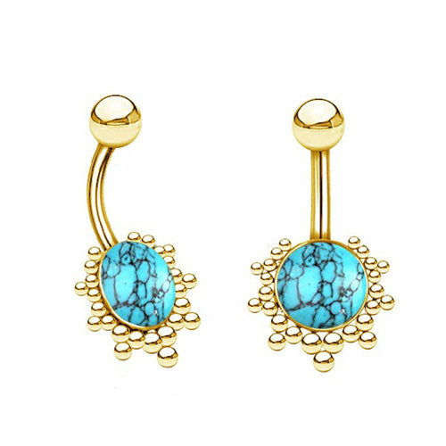 Bauchnabel Piercing Edelstah mit Steinen in Gold - oder Silber - chic - net.de