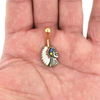 Load image into Gallery viewer, Bauchnabel Piercing Edelstahl Indianer gold - chic - net.de
