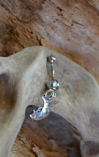 Load image into Gallery viewer, Bauchnabel Piercing Edelstahl Zirkonia silber Anhänger - chic - net.de
