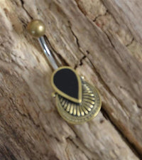 Load image into Gallery viewer, Bauchnabel Piercing Messing Edelstahl Träne Fächer Shell - chic - net.de
