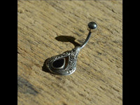 Load image into Gallery viewer, Bauchnabelpiercing aus Edelstahl Silber mit Tropfen Inlay - chic - net.de
