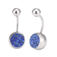 Load image into Gallery viewer, Bauchnabelpiercing Bananapiercing Edelstahl blau Zirkonia Steine 2 Kugeln - chic - net.de
