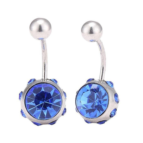 Bauchnabelpiercing Bananapiercing Edelstahl blauer Zirkonia Stein 2 Kugeln - chic - net.de