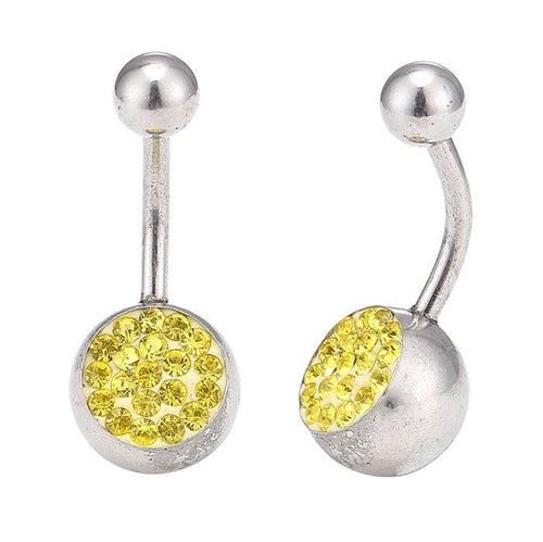 Bauchnabelpiercing Bananapiercing Edelstahl gelb Zirkonia Steine 2 Kugeln - chic - net.de