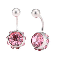 Load image into Gallery viewer, Bauchnabelpiercing Bananapiercing Edelstahl pink Zirkonia Steine 2 Kugeln - chic - net.de
