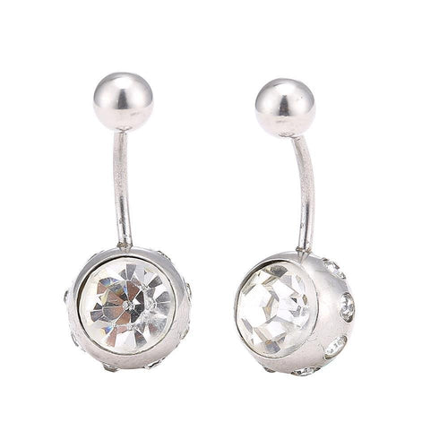 Bauchnabelpiercing Bananapiercing Edelstahl weiß Zirkonia Steine 2 Kugeln - chic - net.de