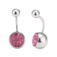 Load image into Gallery viewer, Bauchnabelpiercing Bananapiercing Edelstahl Zirkonia pink Steine 2 Kugeln - chic - net.de
