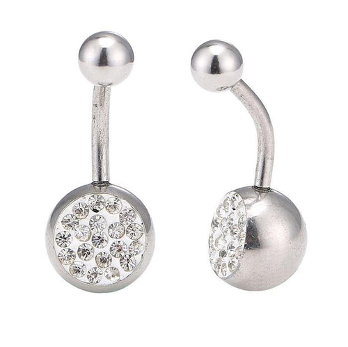 Bauchnabelpiercing Bananapiercing Edelstahl Zirkonia weiß Steine 2 Kugeln - chic - net.de